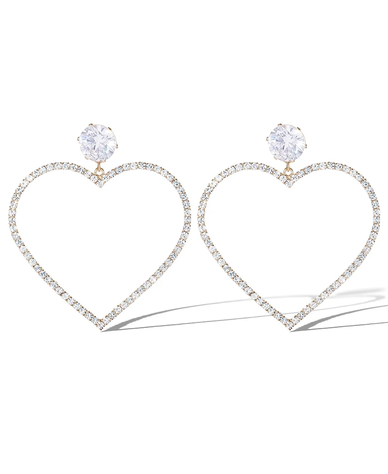 Glass Stone Heart Earrings