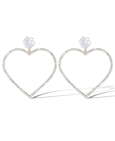 Glass Stone Heart Earrings