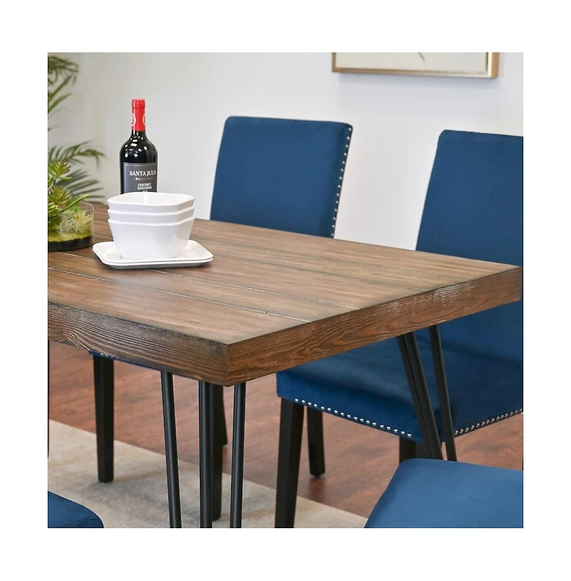 Roundhill Furniture Ashzo 5-Pc Dining Set, Hairpin Dining Table with 4 Chairs