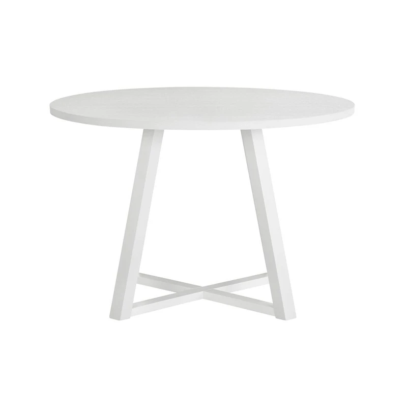 Roundhill Furniture Edo White Wood 5-Pc Dining Set, Trestle Dining Table with 4 Windsor Chairs