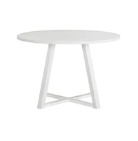Roundhill Furniture Edo White Wood 5-Pc Dining Set, Trestle Dining Table with 4 Windsor Chairs
