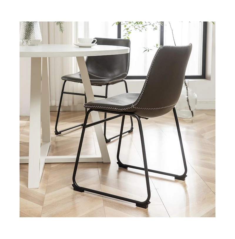 Roundhill Furniture Varna 5-Pc Round Dining Set, Trestle Dining Table with 4 Chairs, Antique Gray