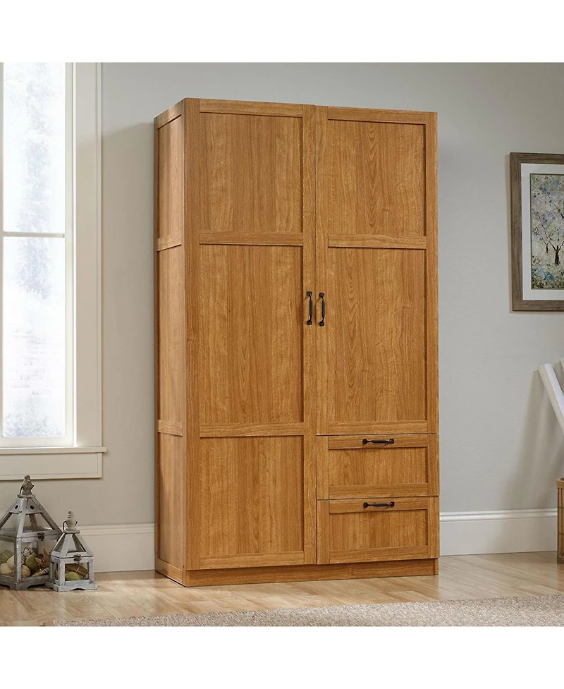 Slickblue Bedroom Wardrobe Cabinet with Shelves and Hanging Rod, Storage Closet Organizer
