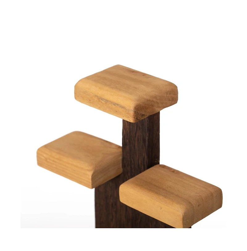 Vintiquewise 3-Tier Wooden Tabletop Jewelry Display Stand Rustic Organizer for Necklace Bracelet Watch Bangle Ring & Earring with a Sturdy Natural Woo