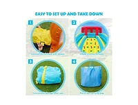 Akiudex Inflatable Water Slide Park with 2 Slides, Climbing Wall and Pool