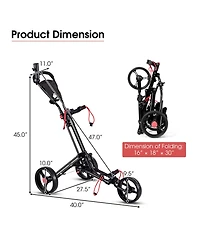 Akiudex Foldable Aluminum Golf Push Cart with Accessories