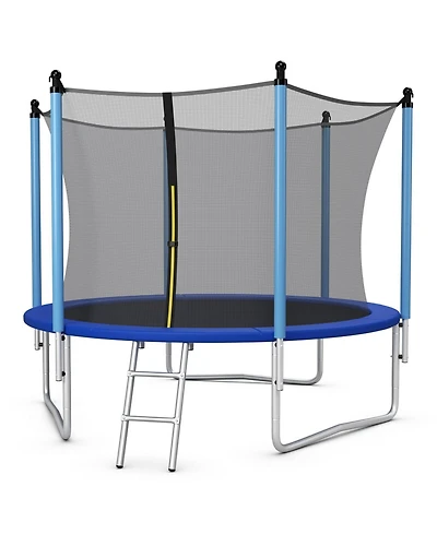 Akiudex Outdoor Trampoline with Safety Net Ladder and Steel Frame
