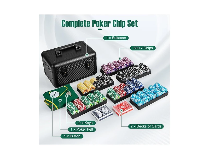 Akiudex 300 Piece Poker Chip Set with Case Cards and Felt for Casino Game Night