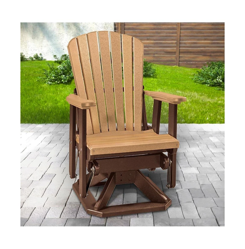 American Furniture Classics Fan Back Swivel Glider in Cedar and Tudor Brown