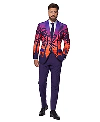 OppoSuits Men's Suit - Summer Sunset Party Outfit Slim Fit Purple Orange and Black Includes Blazer, Pants Tie