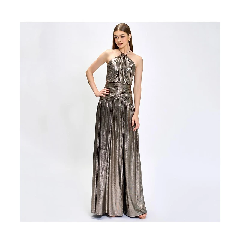 Bariano Women's Aisha Ruched High Neck Gown