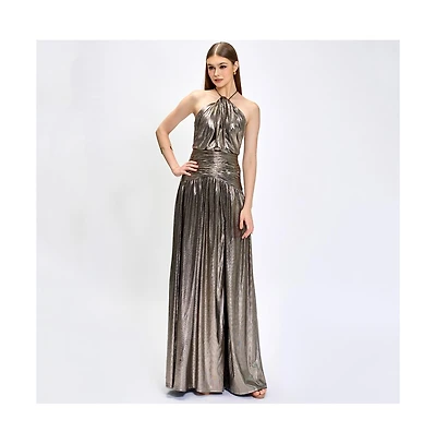 Bariano Women's Aisha Ruched High Neck Gown