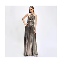 Bariano Women's Aisha Ruched High Neck Gown