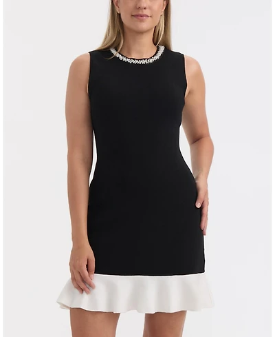 Ellen Tracy Women's Sleeveless Embellished Knit Dress