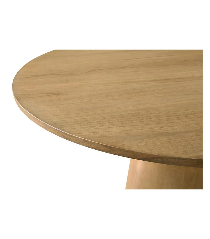 Homlux Driftwood Finish 3 Piece 59"W Round Dining Table Set with Gray Barrel Chairs