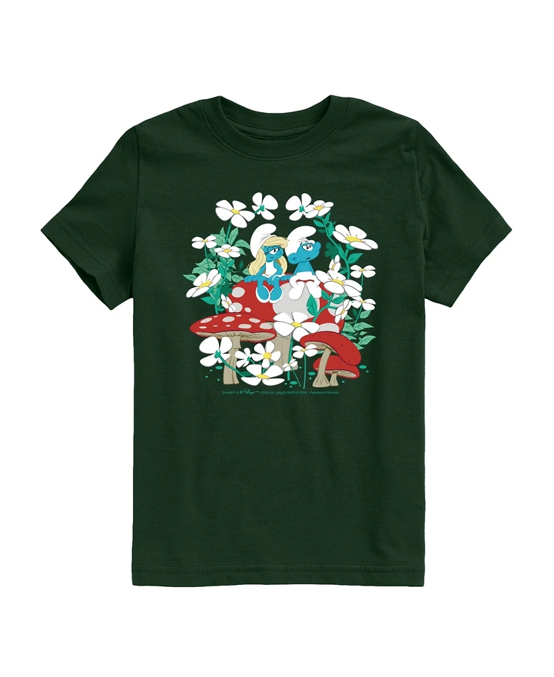 Smurfs Big Boys Scene with Toadstools Graphic T-Shirt