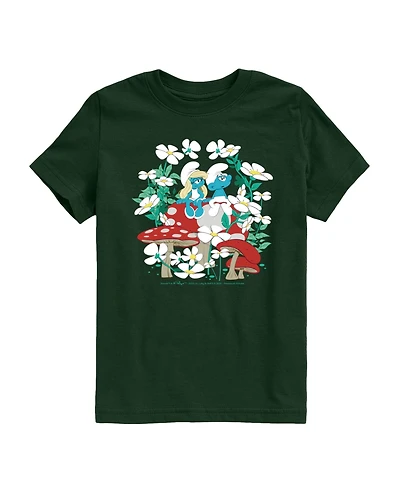 Smurfs Big Boys Scene with Toadstools Graphic T-Shirt