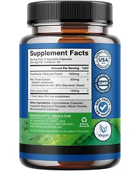 Glutathione Capsules, Natural Skin Whitening Anti-Aging Benefits Reduced L-Glutathione Pills for Men & Women, Pure Antioxidant, Nature's Craft, 120ct