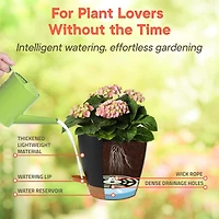 Lifemaster Black Self Watering Pots 20 Pack, Indoor and Outdoor Plant Pots with Wick Rope & Drainage Holes, Easy Watering Lip, Lightweight Plastic Sel