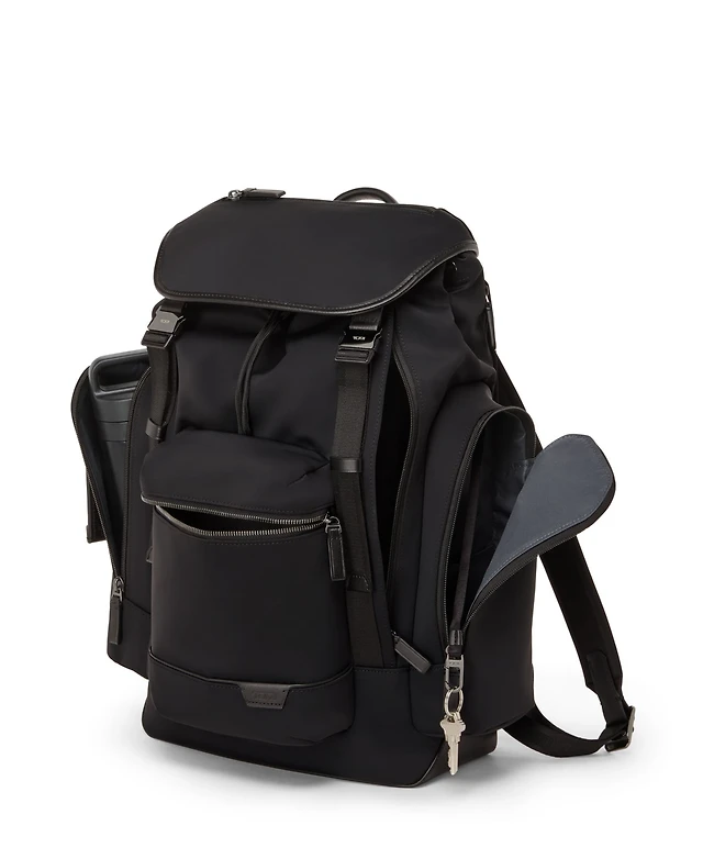 New Blair studded front flap backpack Handmade Leather City Backpack - Black Gothic Studded  main image 3