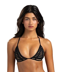 Beach Bunny Swimwear Women's Hard Summer Strappy Cutout Triangle Bikini Top