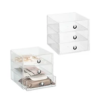 iDesign Stackable 3-Drawer Vanity Makeup Organizer - Set of 2 Clear