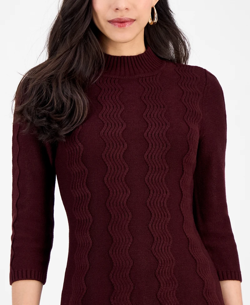Sandra Darren Petite Textured Mock Neck Sweater Dress