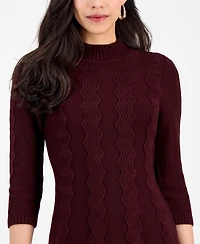 Sandra Darren Petite Textured Mock Neck Sweater Dress