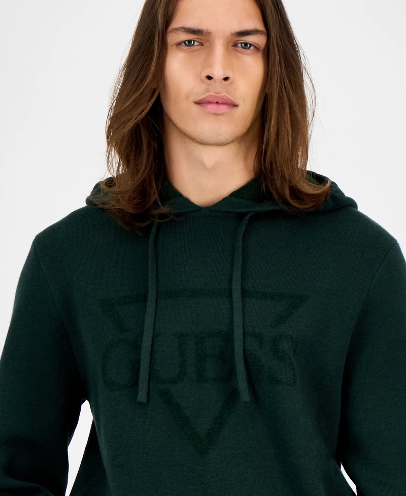 Guess Men's Joby Long Sleeve Fleece Logo Hoodie
