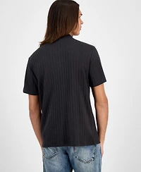 Guess Men's Grady Short Sleeve Textured Quarter-Zip Polo Sweater
