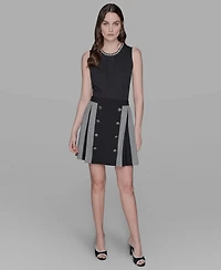 Karl Lagerfeld Paris Women's Gingham Pleated Skirt