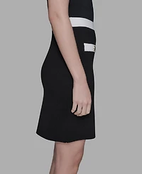 Karl Lagerfeld Paris Women's Cotton Colorblocked Pencil Skirt