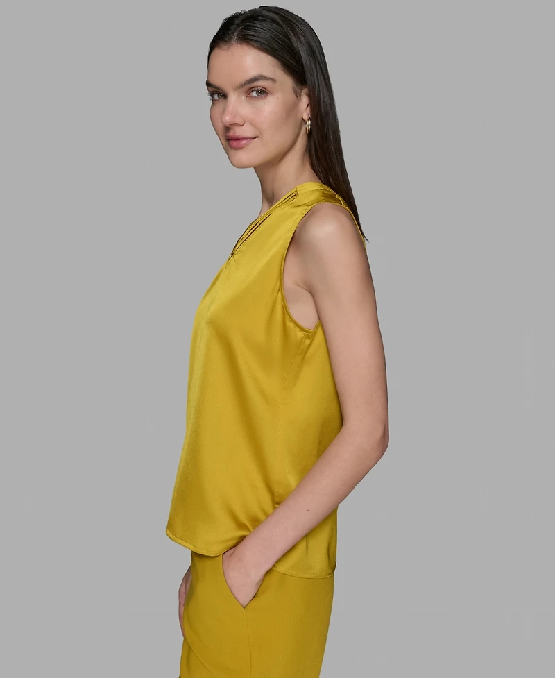 Karl Lagerfeld Paris Women's Sleeveless V-Neck Blouse Top