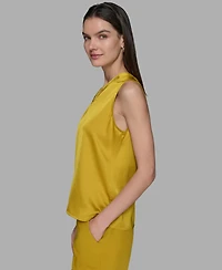 Karl Lagerfeld Paris Women's Sleeveless V-Neck Blouse Top