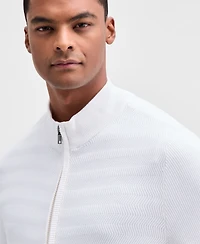 Alfani Men's Long Sleeve Zip-Front Zig-Zag Textured Sweater, Macy's Exclusive