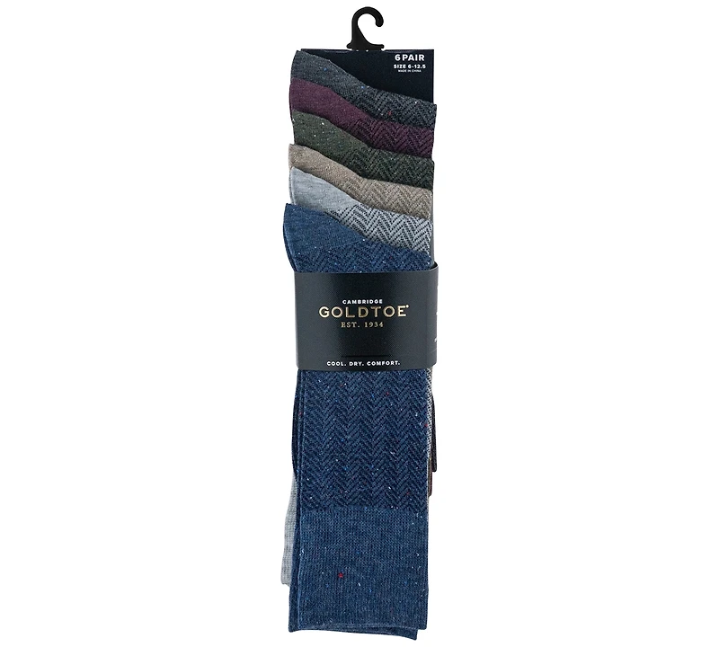 Gold Toe Men's 6-pack Cambridge Solid Crew Socks
