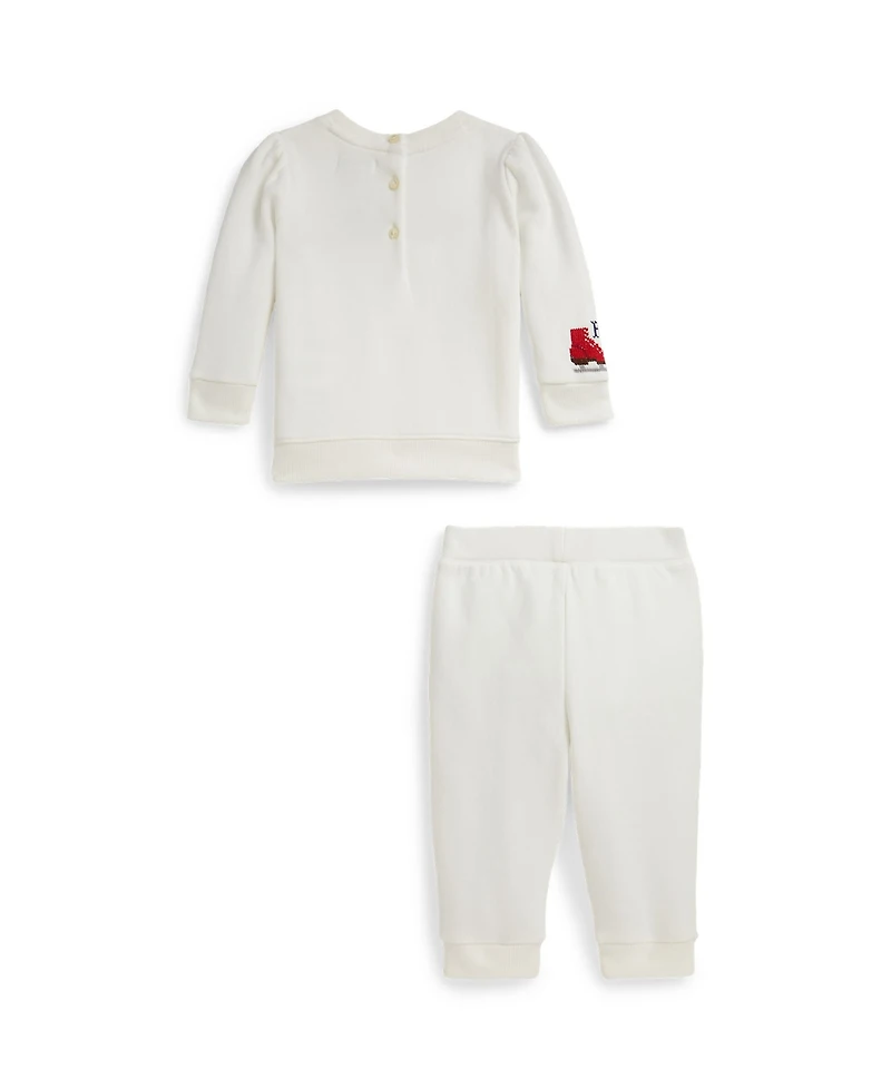 Polo Ralph Lauren Baby Girls 2-Piece Logo Fleece Sweatshirt and Pants Set
