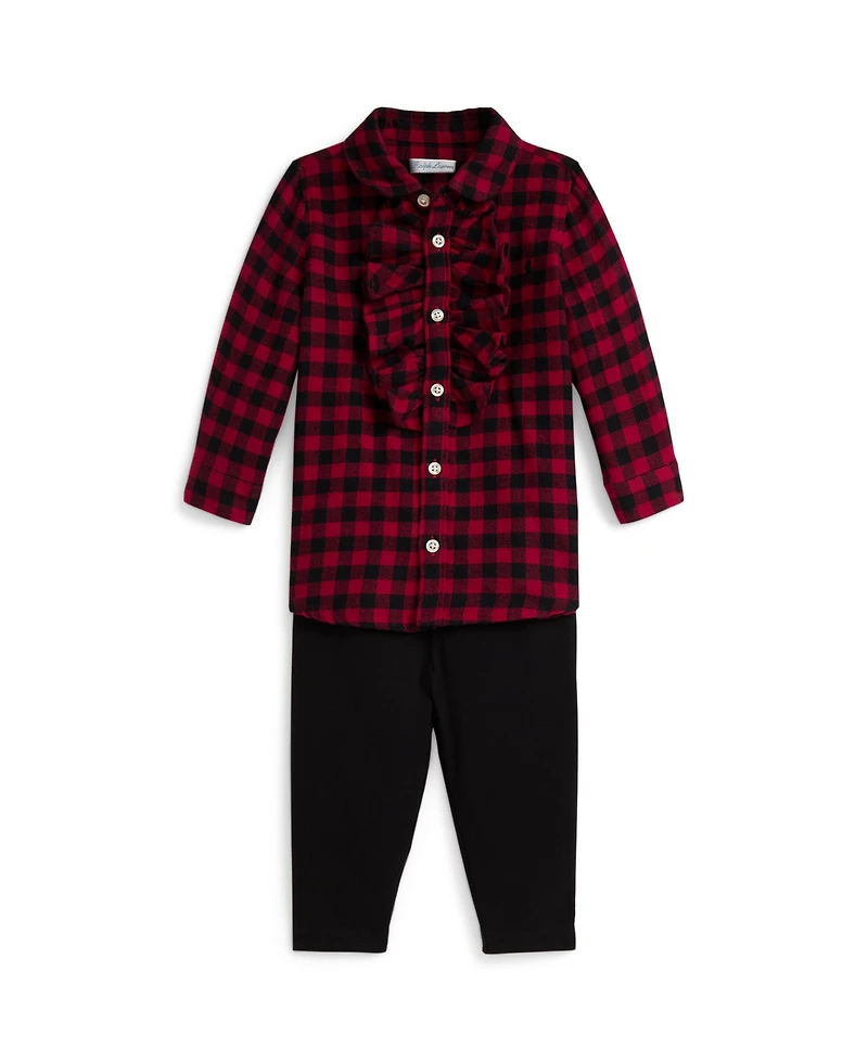 Polo Ralph Lauren Baby Boys and Girls 2-Piece Plaid Twill Shirt Jersey Legging Set