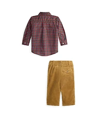 Polo Ralph Lauren Baby Boys 2-Piece Plaid Cotton Shirt and Corduroy Pants Set