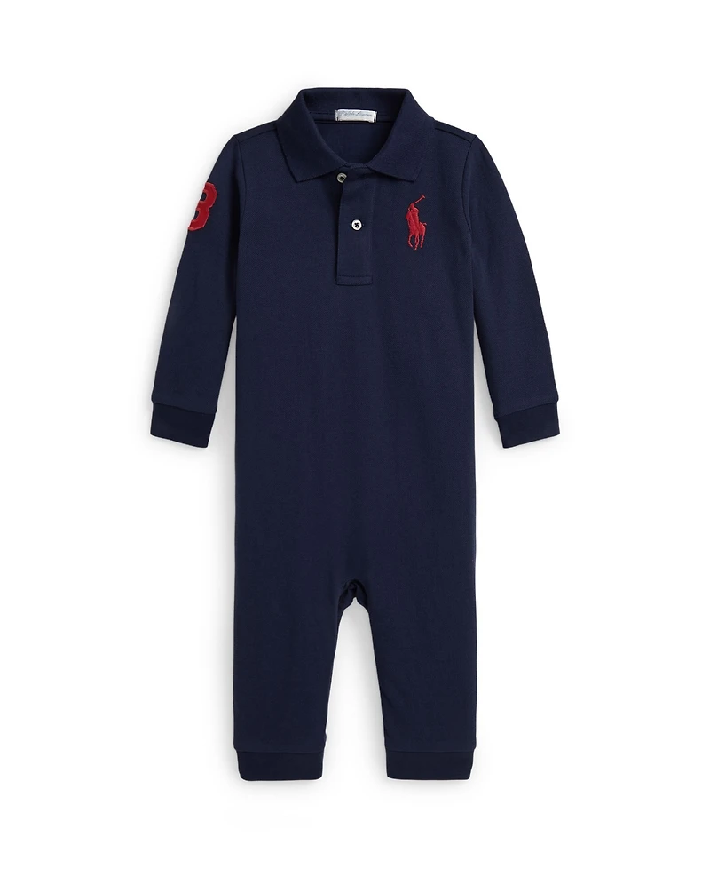 Polo Ralph Lauren Baby Boys Big Pony Cotton Mesh Long Sleeves Coverall