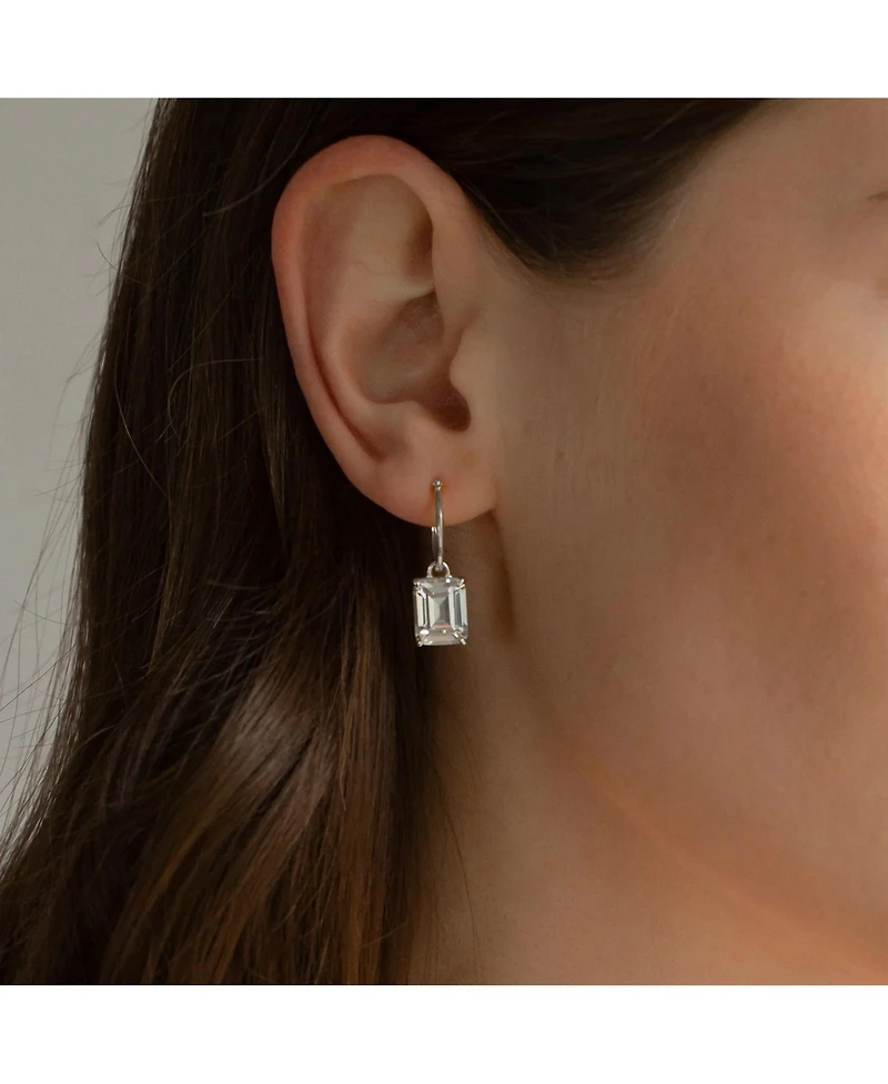 Sterling Silver 18k Gold Plated Sparkle Dangling Pendant Hoop Earrings