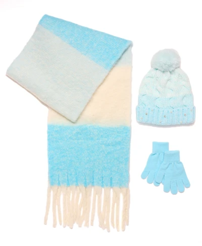 InMocean Big Girls 3-Piece Hat, Gloves, and Scarf Set