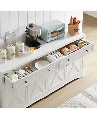 Casainc 61" White Freestanding Base Kitchen Cabinet