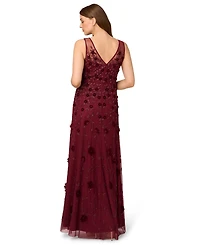 Adrianna Papell Women's Beaded Floral Gown