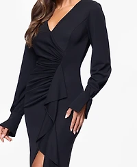 Xscape Women's Long Sleeve Side Slit Jersey Dress