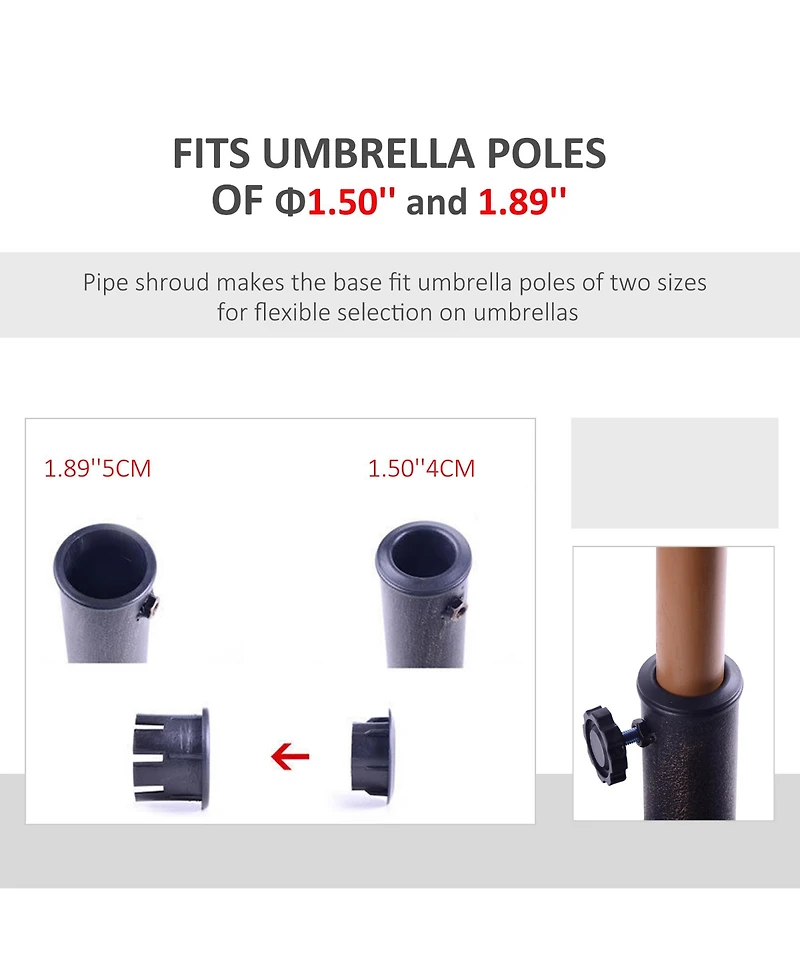 Outsunny 26 lb Round Cast Stone Umbrella Base Holder w/ Decoration Pattern