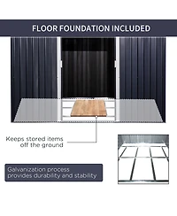 Outsunny 10.6 ft x 9.1 ft Outdoor Metal Storage Shed with 2 Doors,