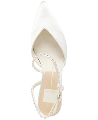 Dolce Vita Women's Kamra Pearl Mid Satin Strappy Kitten Heel Pumps