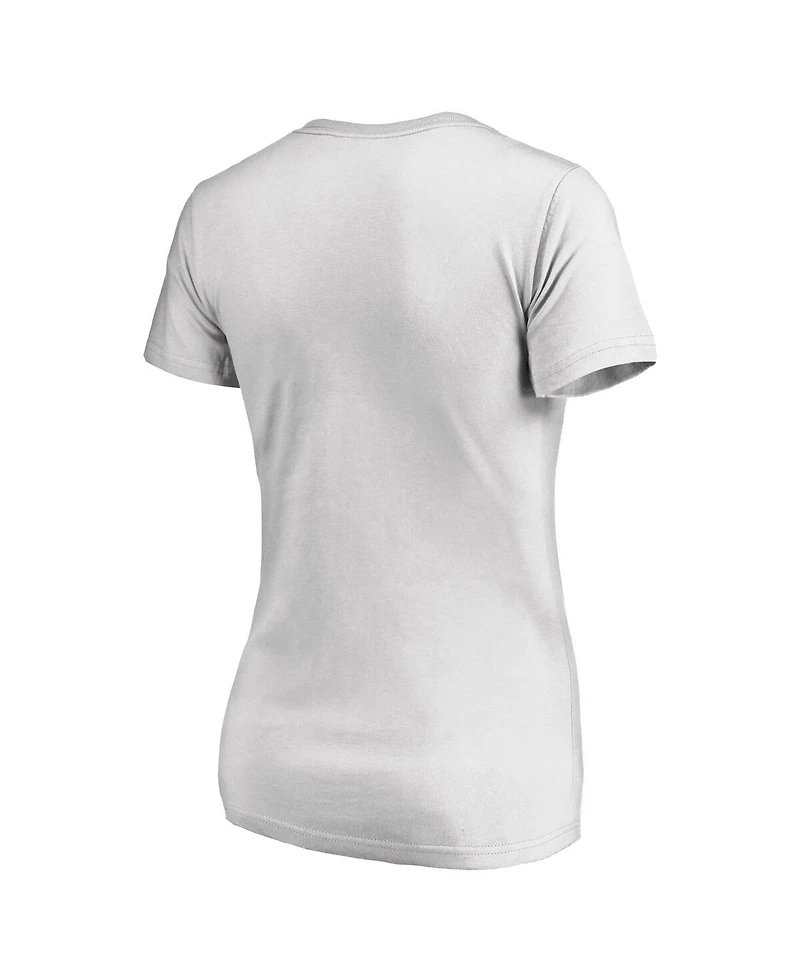 Fanatics Mto Label Women's White Wisconsin Badgers Floral Arched V-Neck T-Shirt