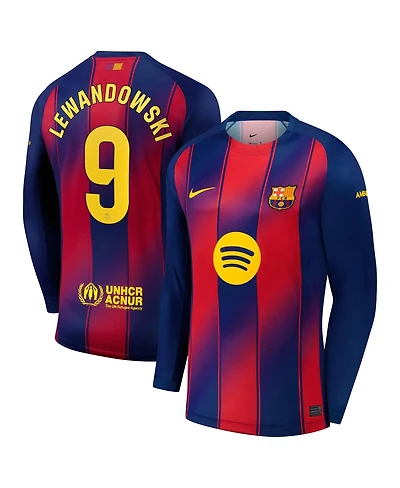 Nike Men's Robert Lewandowski Navy Barcelona 2025/26 Home Replica Long Sleeve Jersey